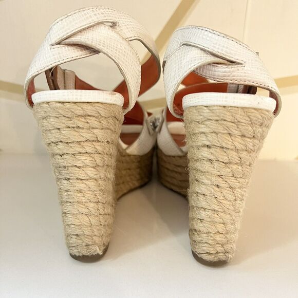 VIA SPIGA Karla White Leather Wedge Platform Heels Espadrilles Size 5.5 / 36.5 - Picture 7 of 10